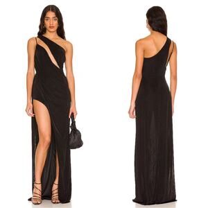 Katie May A Cut Above Ruched Black Maxi Gown Size XS